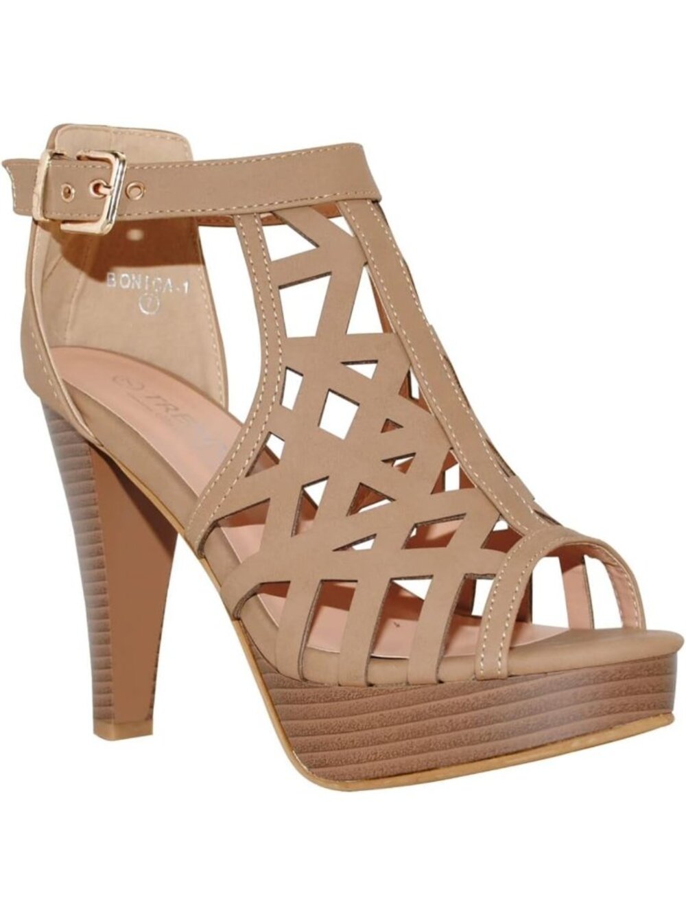 Chic Open Toe Ankle Strap Sandals - Western Cutout Booties with Stacked Heel